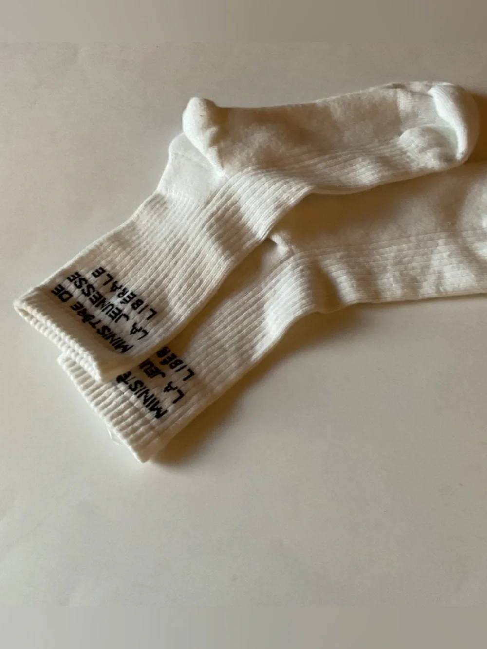 LIBERAL YOUTH MINISTRY LOGO INTARSIA SOCKS WHITE BLACK LETTERING WOMENS OS NWOT